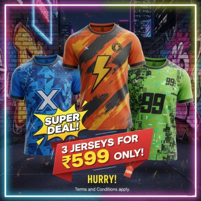 🌟 SUPER SAVER DEAL! 3 Dotknit Full Sublimation Jerseys for Just ₹599! 🌟